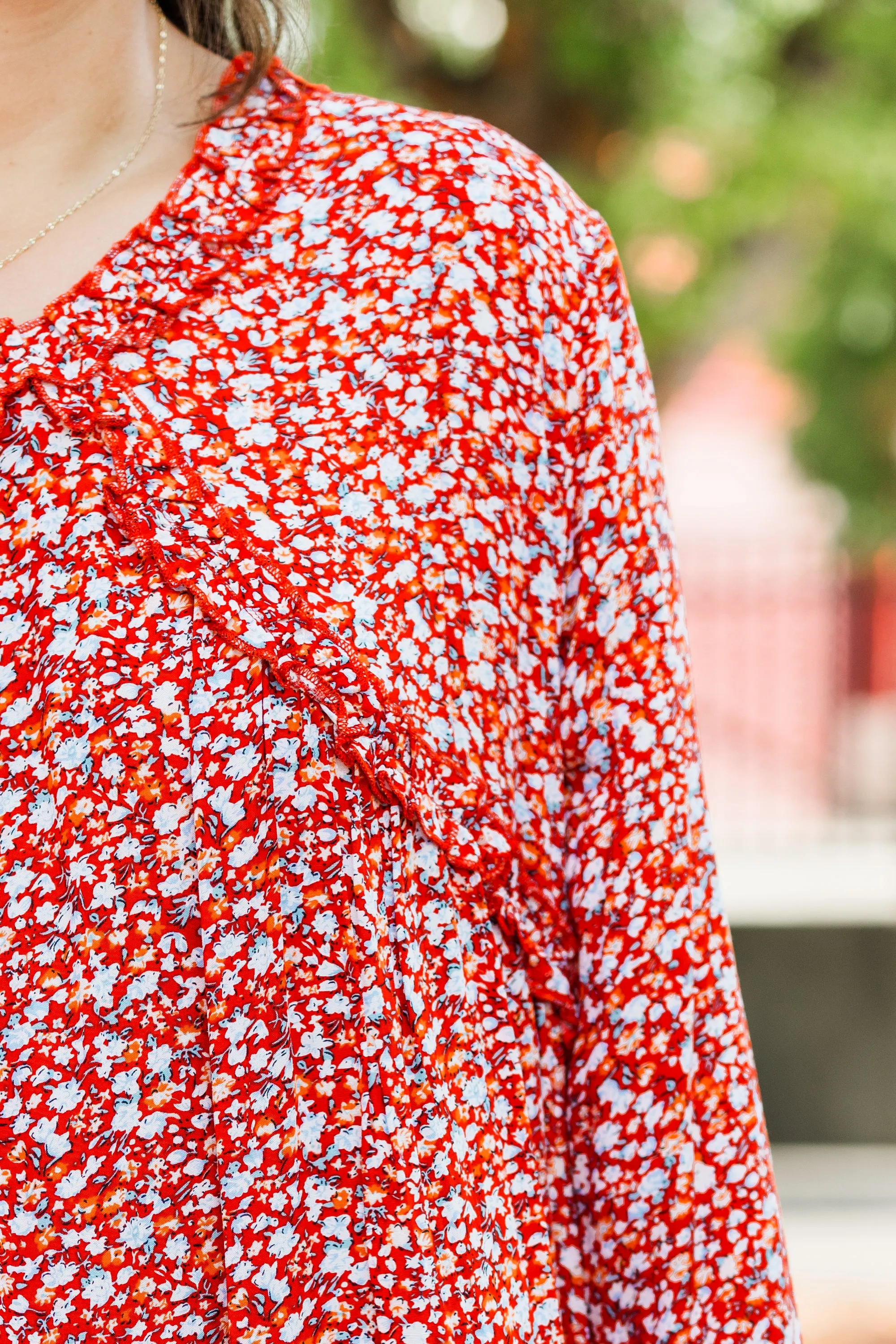 Phenomenal Florals Dress, Red