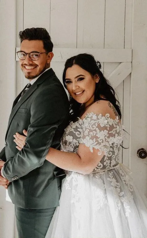 Plus Size Short Sleeve Colorful Wedding Dress