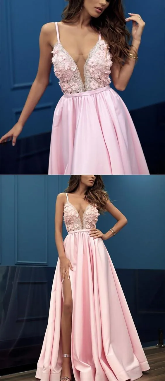 Princesses Charming Pink Long Prom Dress Sweet 16 Party Dress