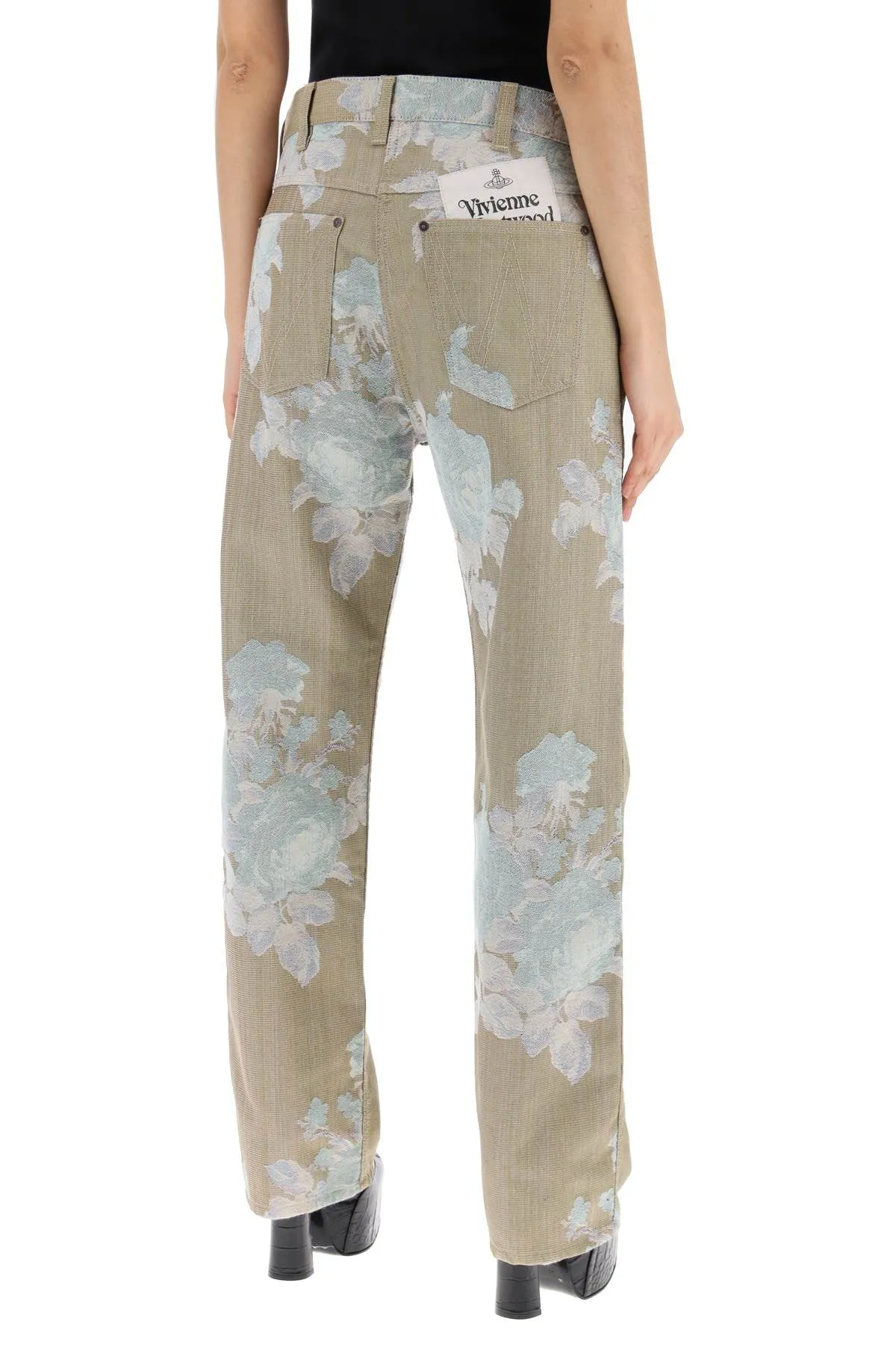 "floral jacquard ranch jeans