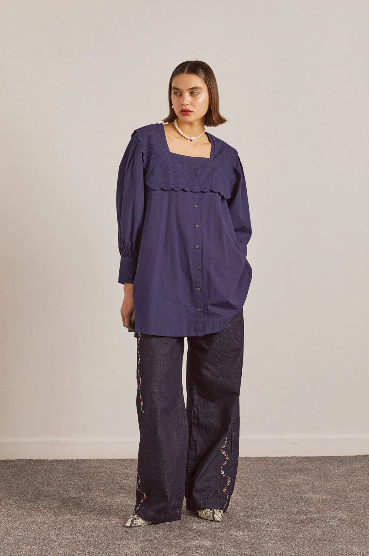 Rafe Jeans Embroidered Indigo