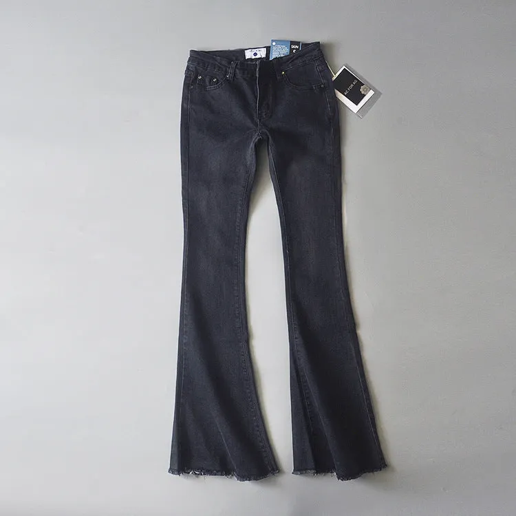Retro High Waist Flared Pants Denim Trousers Wholesale Jeans For Women