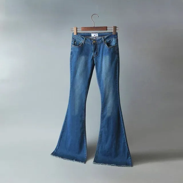 Retro High Waist Flared Pants Denim Trousers Wholesale Jeans For Women