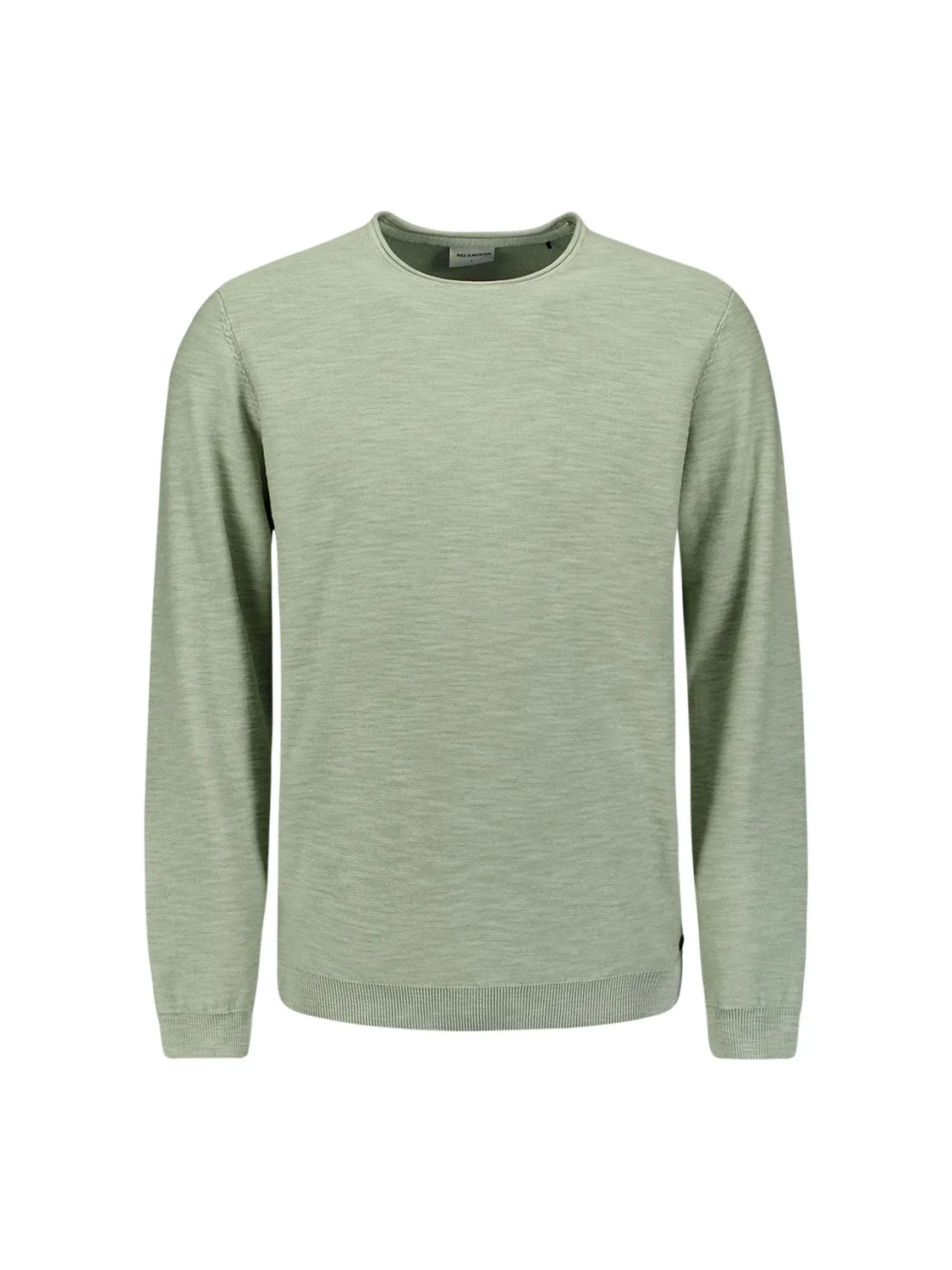Round Neck Sweater with Garment Dyed and Stone Washed Finish | Smoke