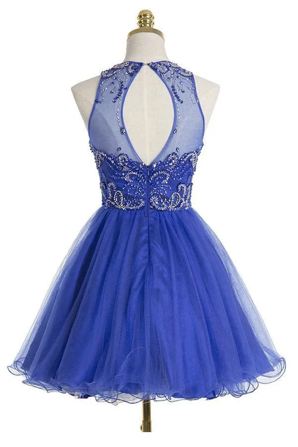 Royal Blue Short Homecoming Dress Freshman Open Back Homecoming Dress