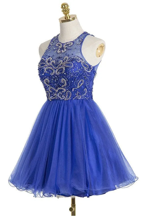 Royal Blue Short Homecoming Dress Freshman Open Back Homecoming Dress
