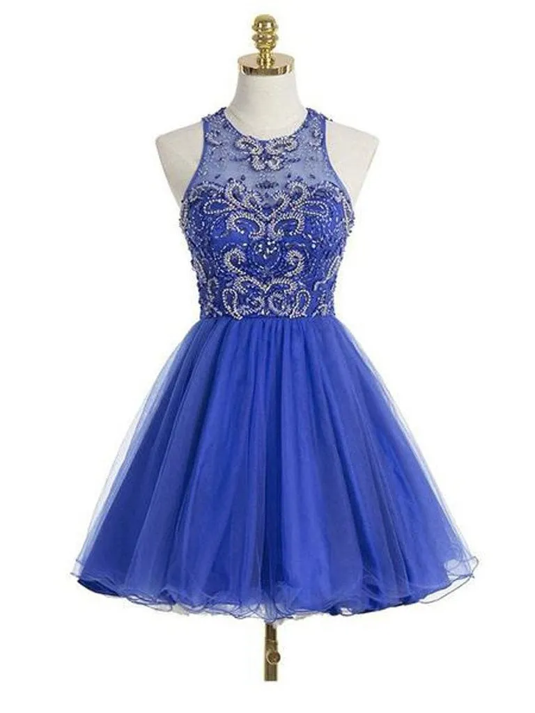 Royal Blue Short Homecoming Dress Freshman Open Back Homecoming Dress