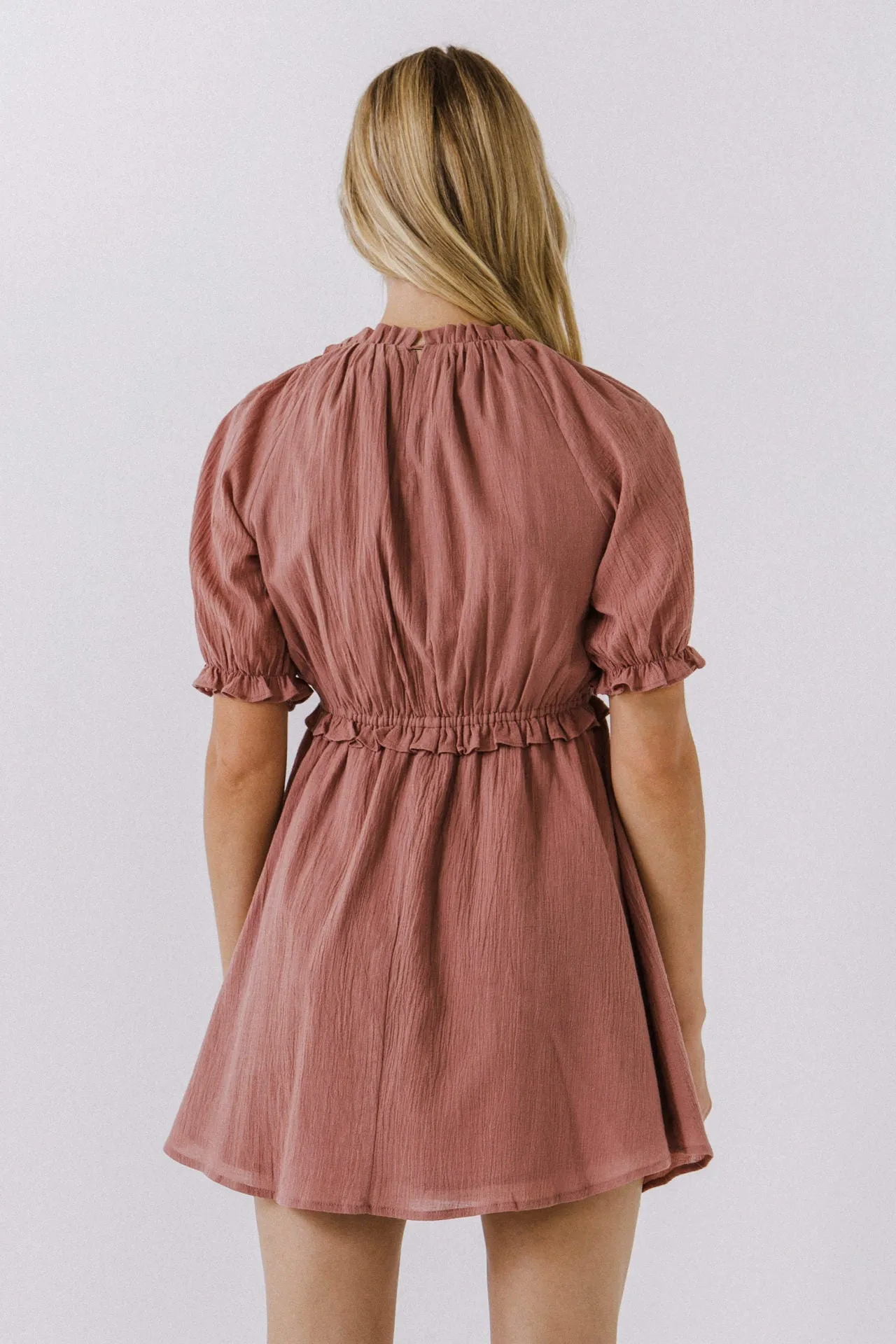 Ruffle V-Neck Babydoll Dress
