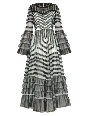 Ruffles Color Mesh Women's Cocktail & Evening Party Dress