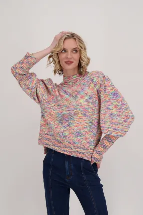 Space Dyed Puff Sleeve Sweater