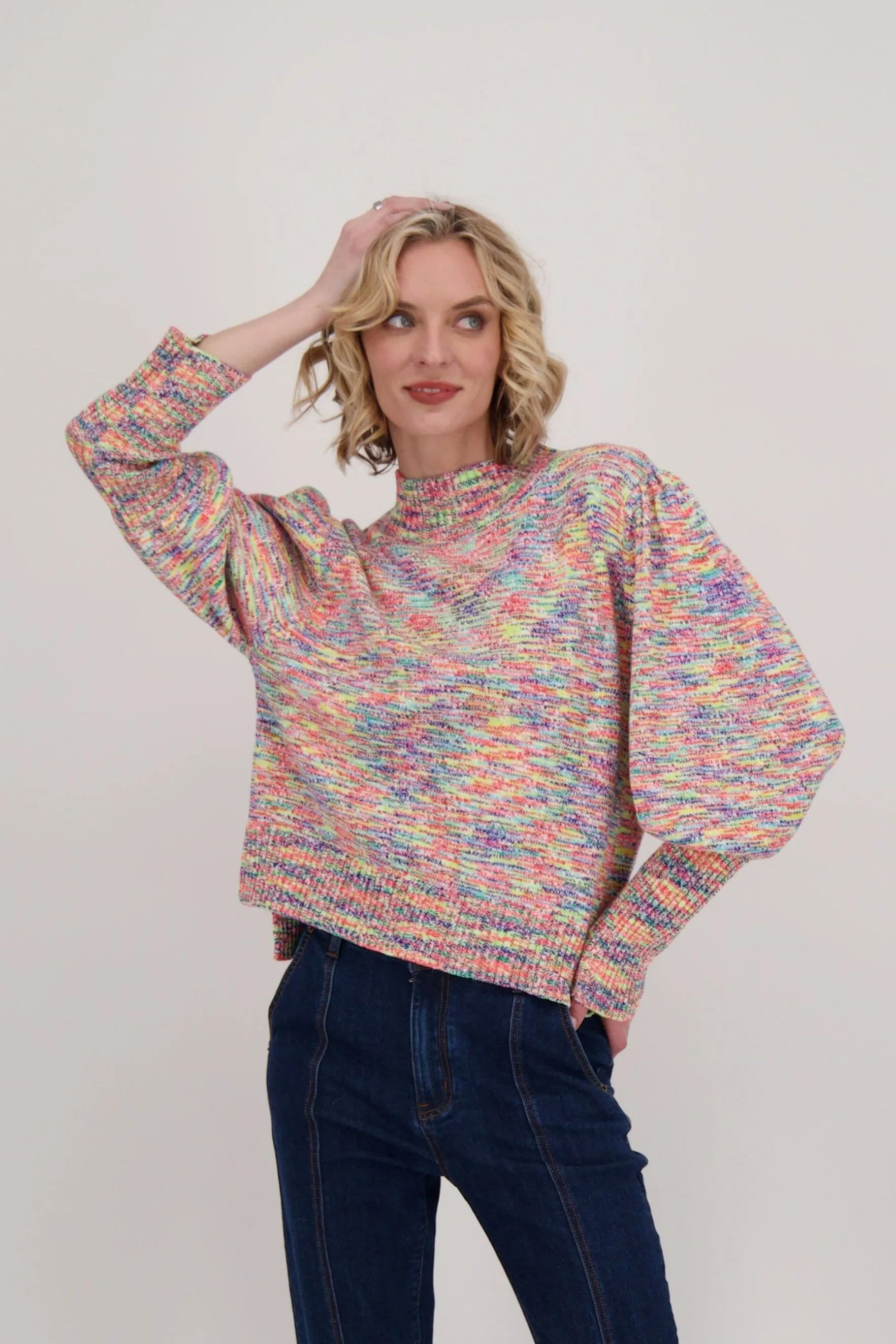 Space Dyed Puff Sleeve Sweater