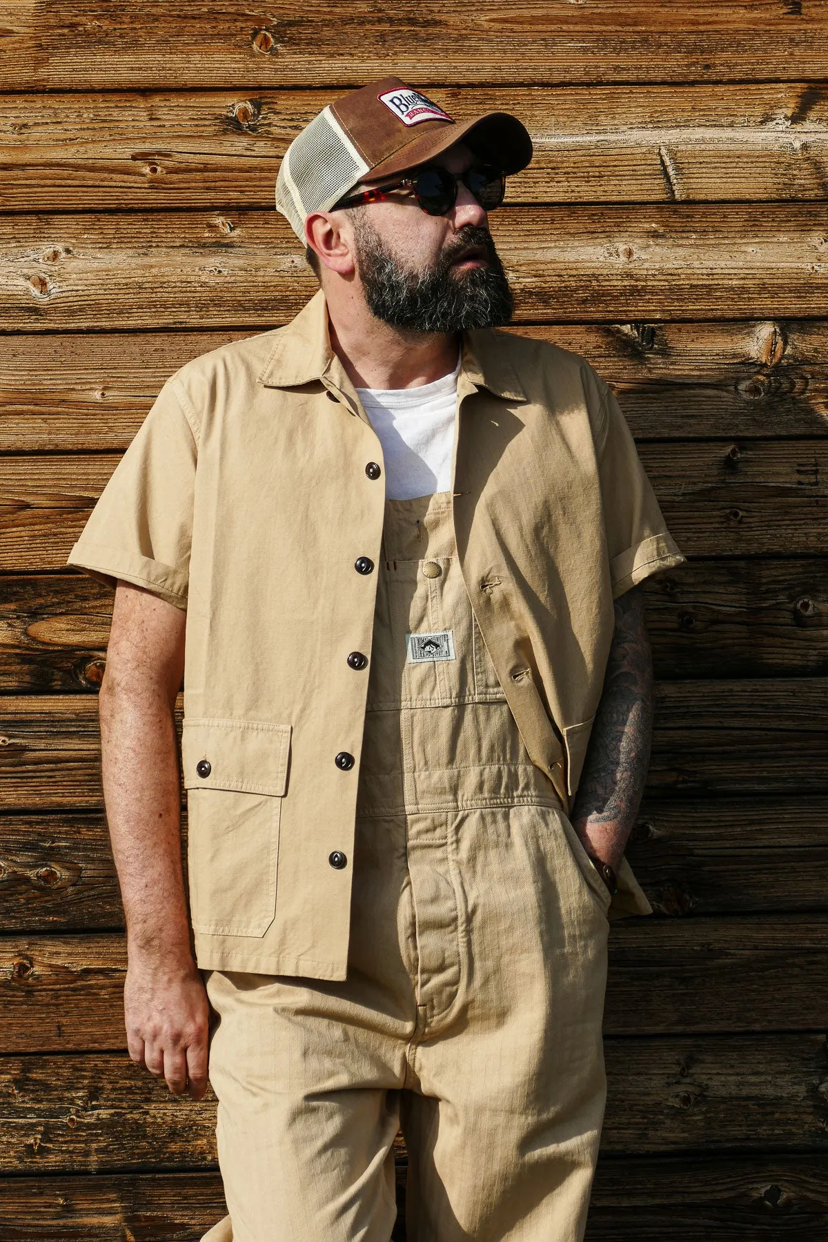 The Quartermaster - Italian Work Bib Overall HBT in Khaki