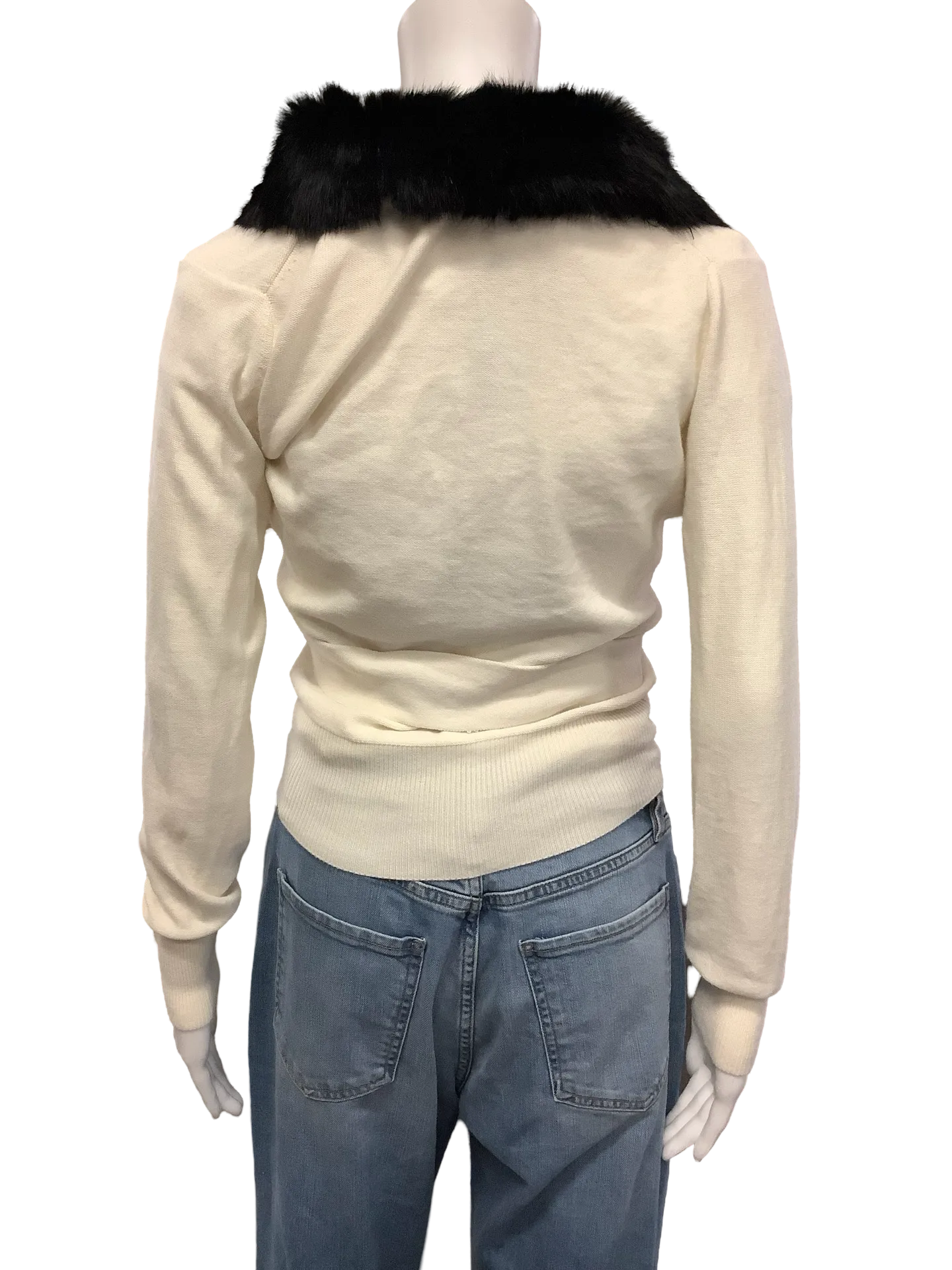 Tracey Reese Cardigan Faux Fur Collar Size: S