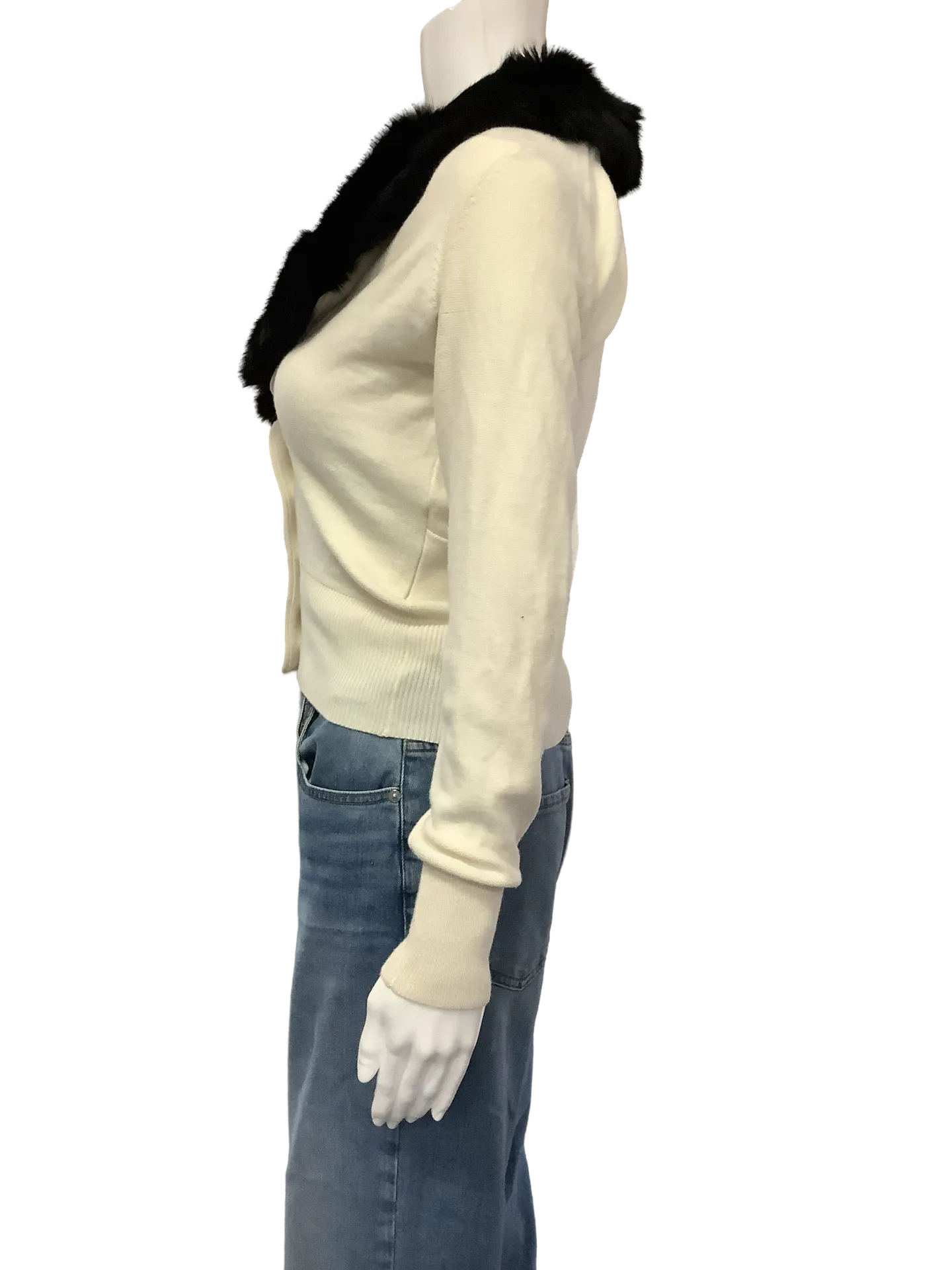 Tracey Reese Cardigan Faux Fur Collar Size: S