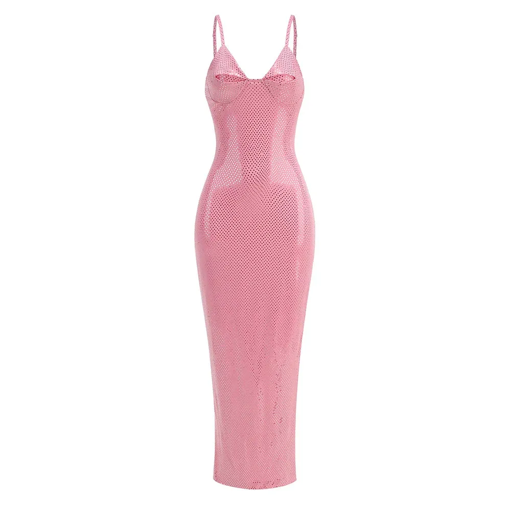 Trend4us Women's Sparkle Sequin Slip Maxi Dress