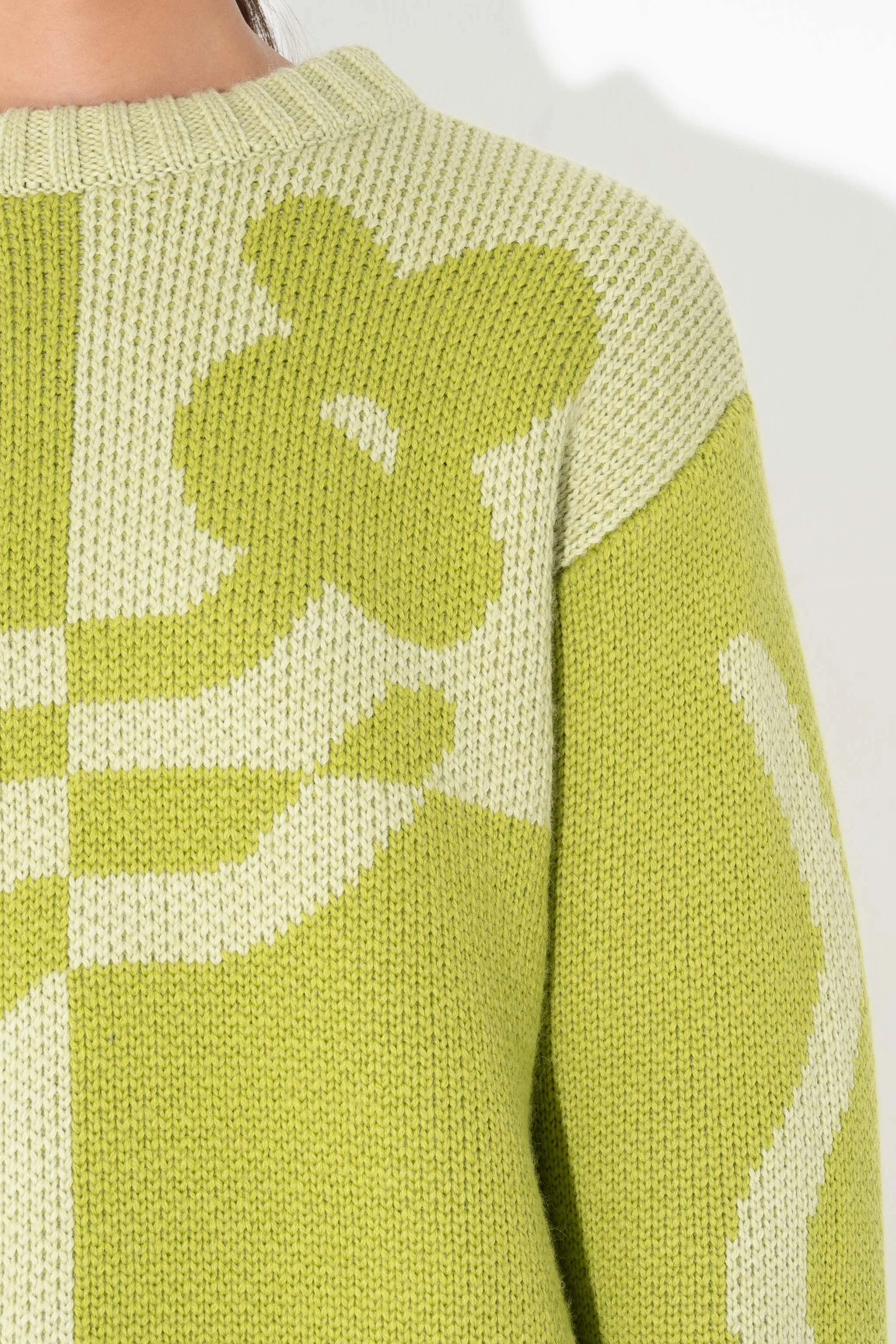 TWO-TONE DAD JUMPER in Green Flower