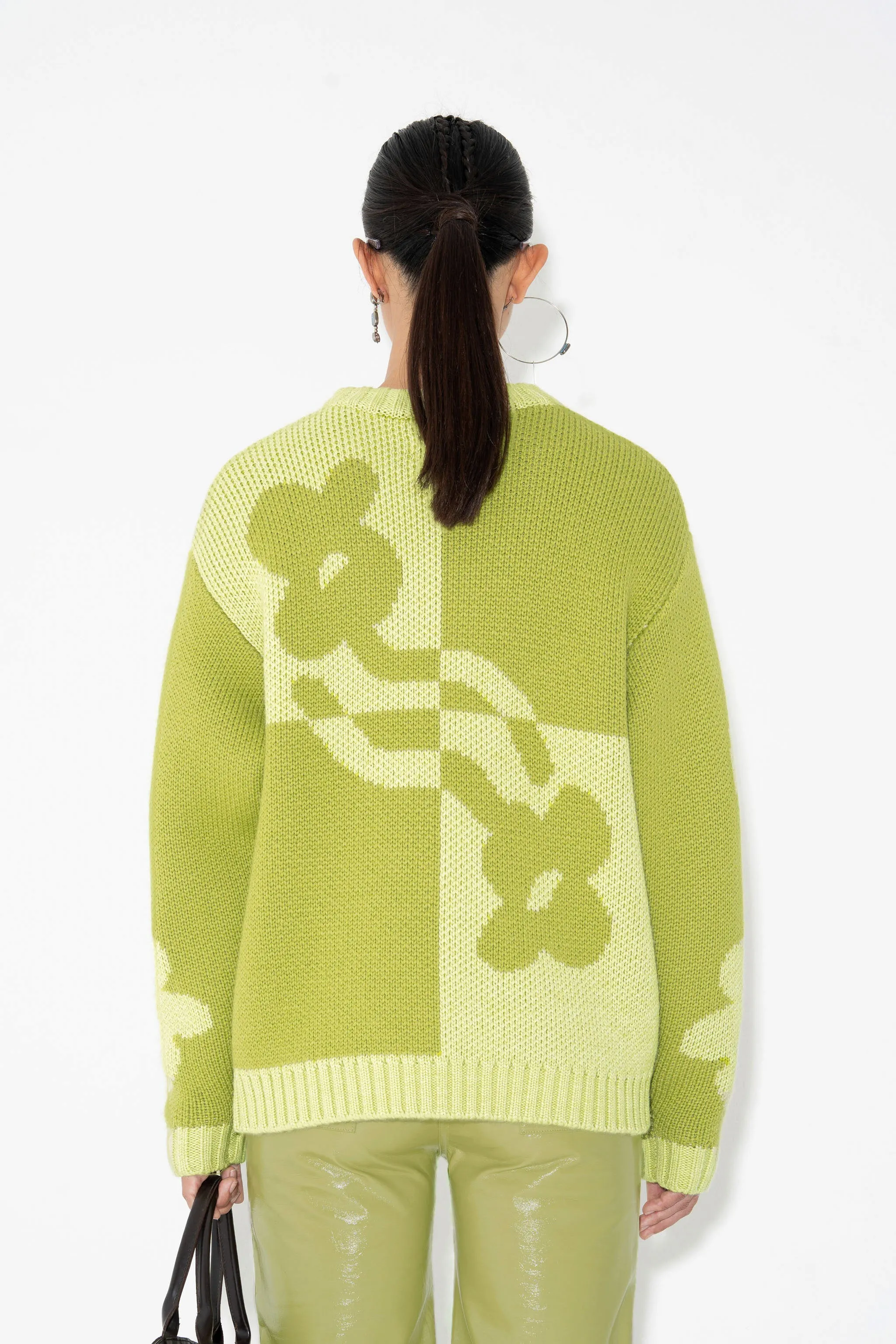 TWO-TONE DAD JUMPER in Green Flower