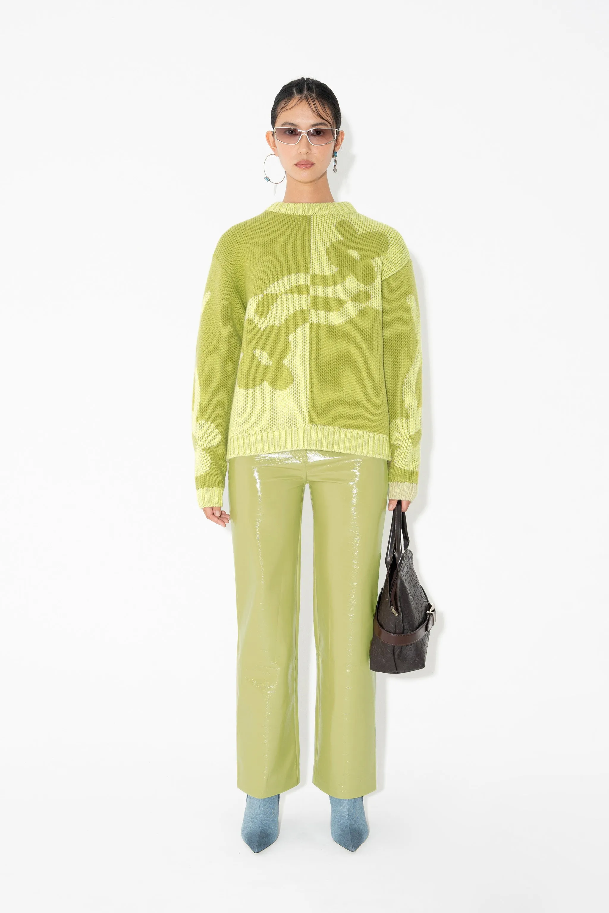 TWO-TONE DAD JUMPER in Green Flower