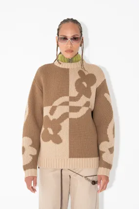 TWO-TONE DAD JUMPER in Neutral Flower