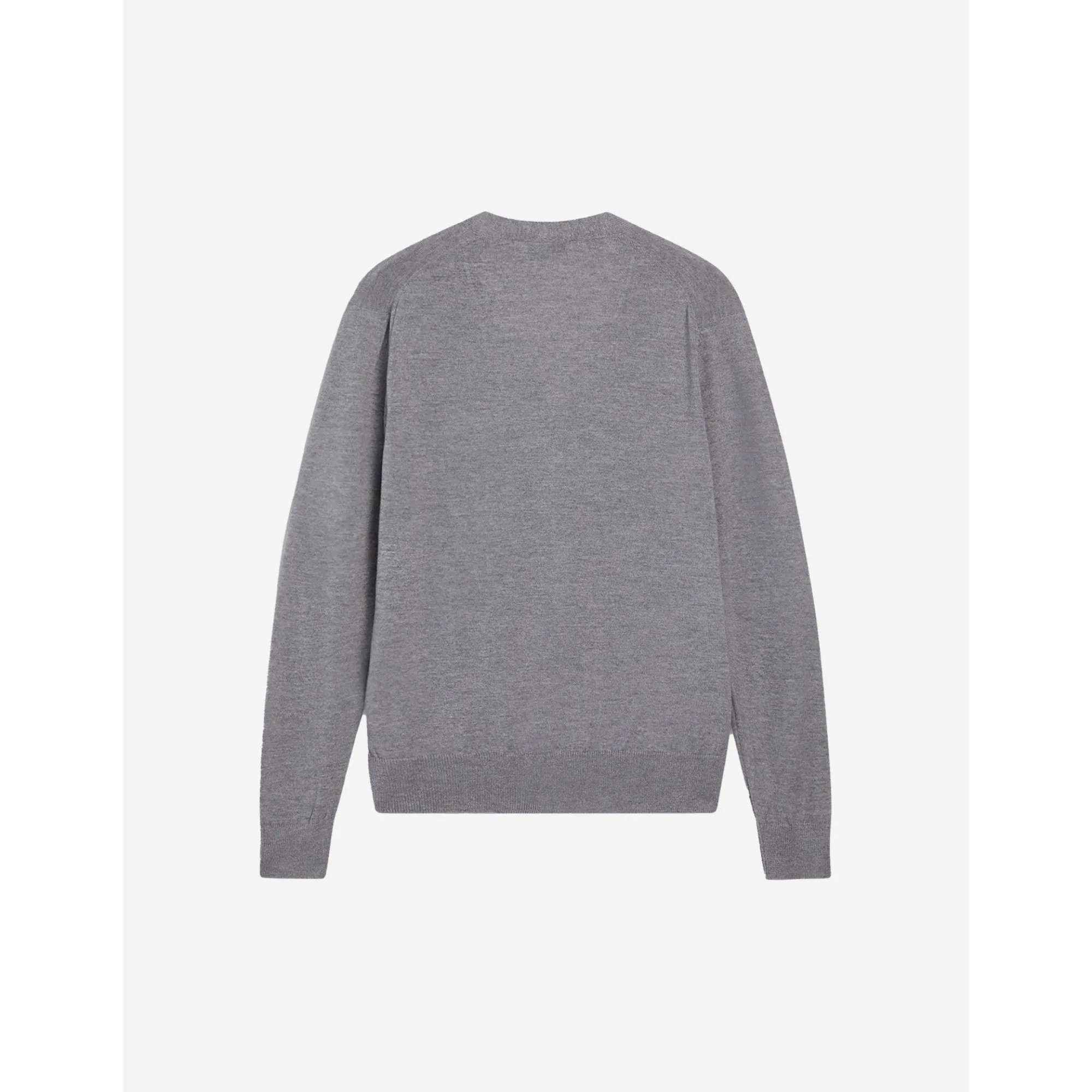 Unisex Tricolor Fox Patch Classic Cardigan - Grey Melange