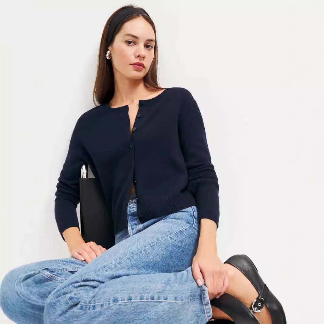 Women's Long-sleeved Knitted Cardigan Top Button