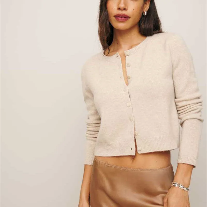 Women's Long-sleeved Knitted Cardigan Top Button