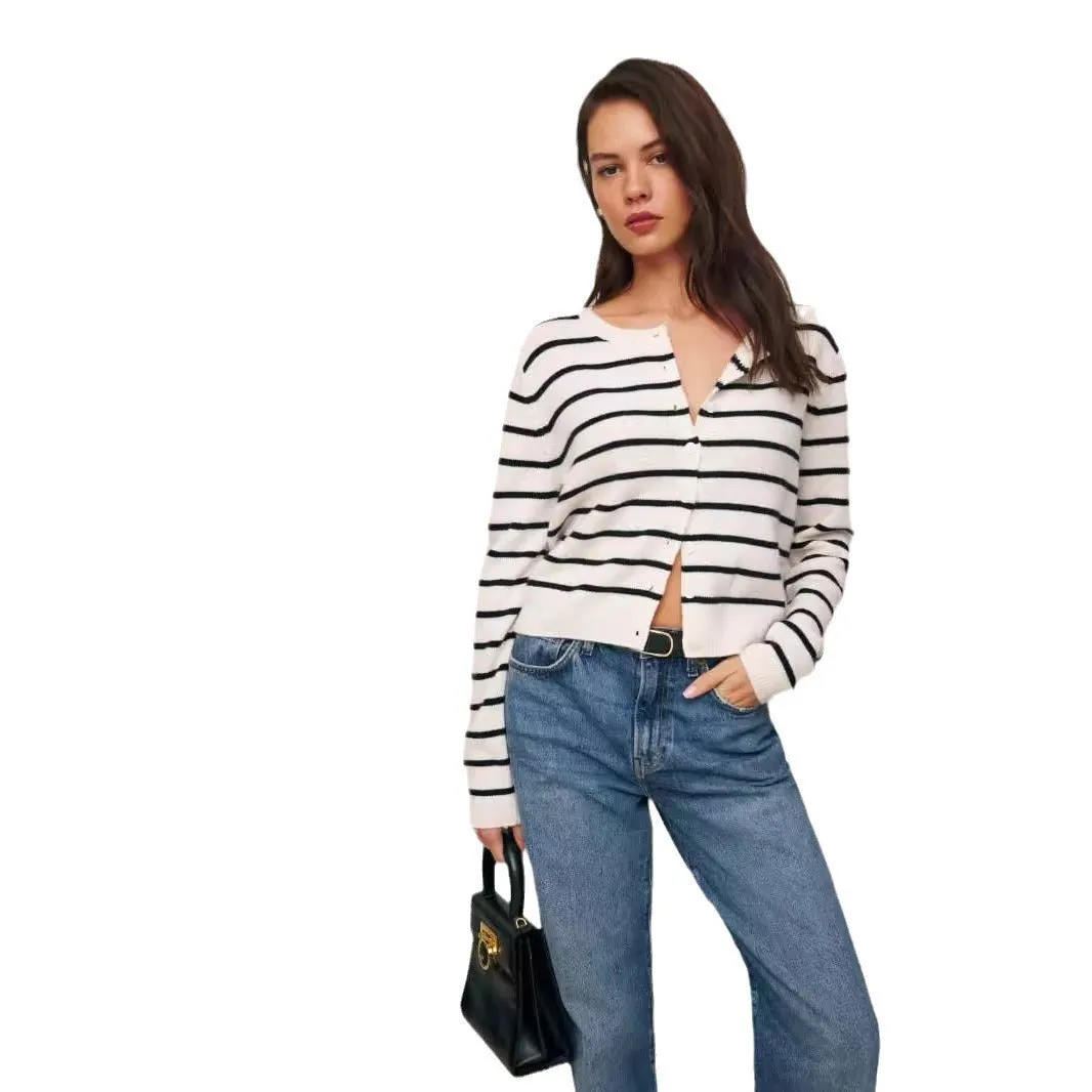 Women's Long-sleeved Knitted Cardigan Top Button