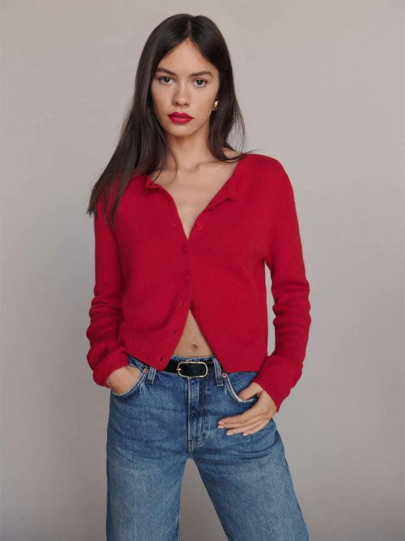 Women's Long-sleeved Knitted Cardigan Top Button