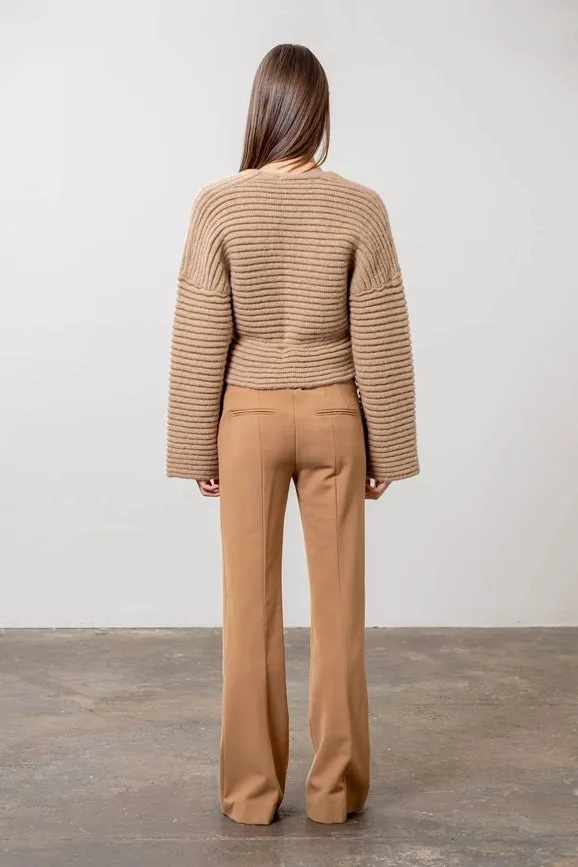 Wrap Side Tie Ribbed Knit Cardigan