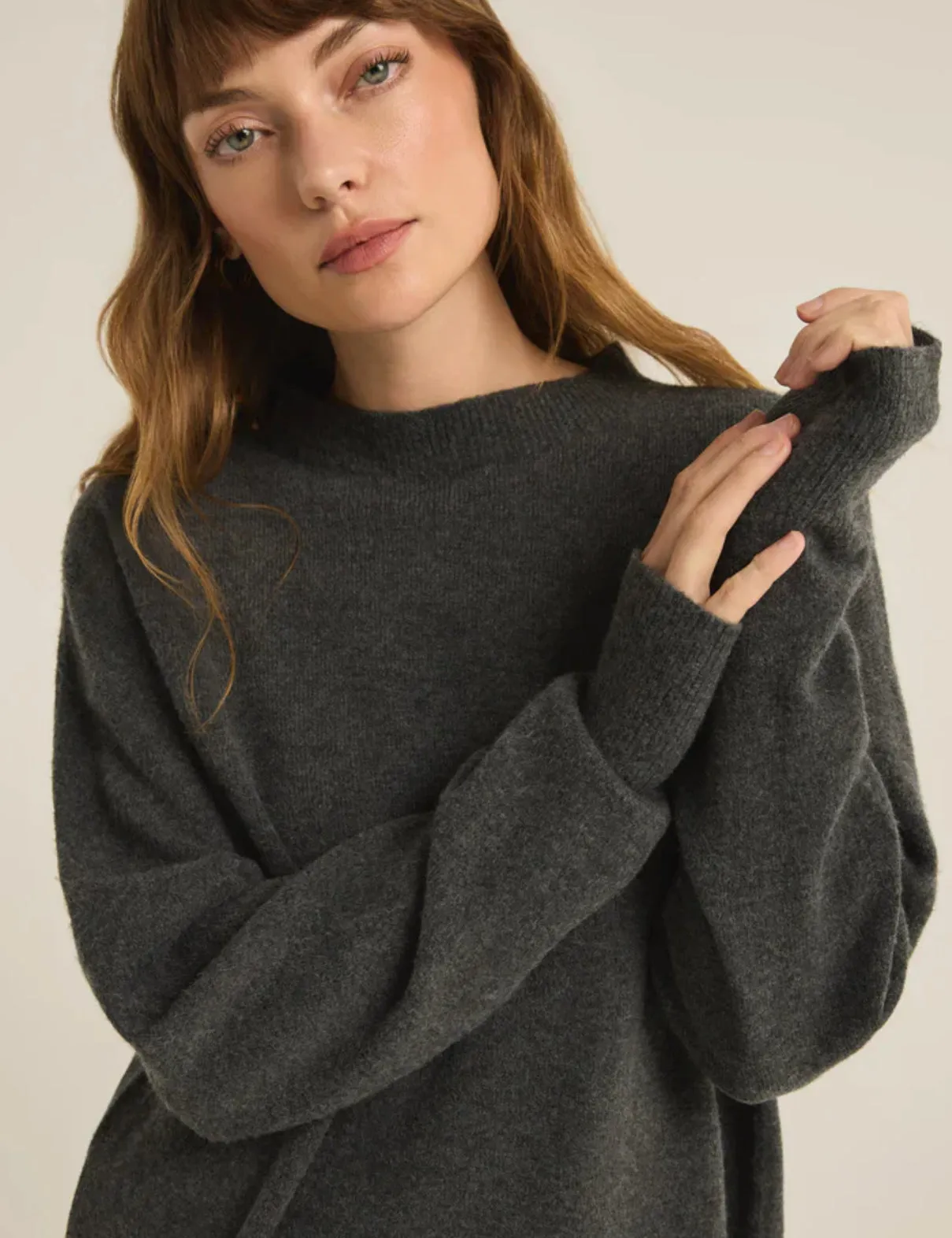 ZSUPPLY GIA CREW NECK SWEATER-CHARCOAL